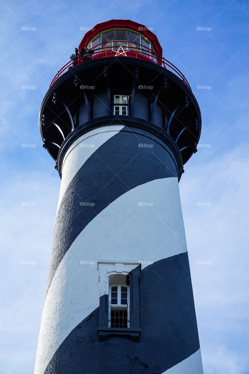 Lighthouse with black and white stripes