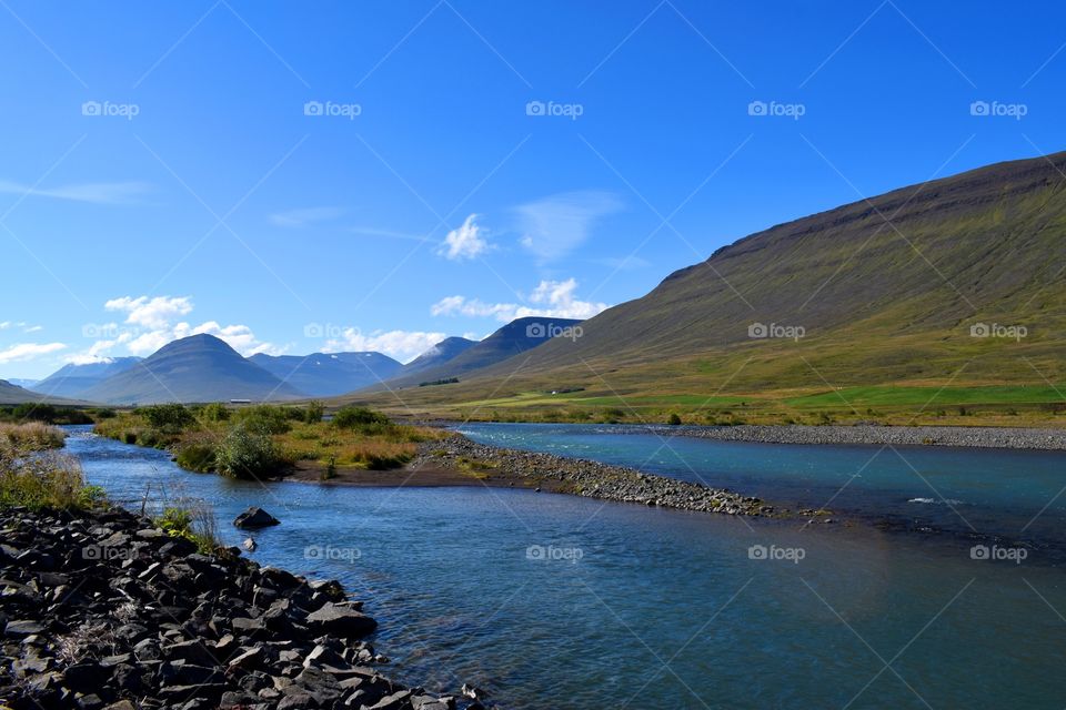 A river winding through the mountains in Iceland 