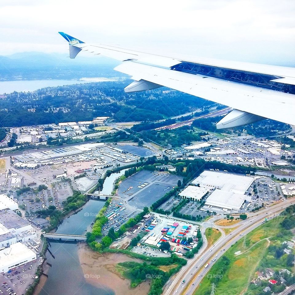 Plane Window View of Seattle