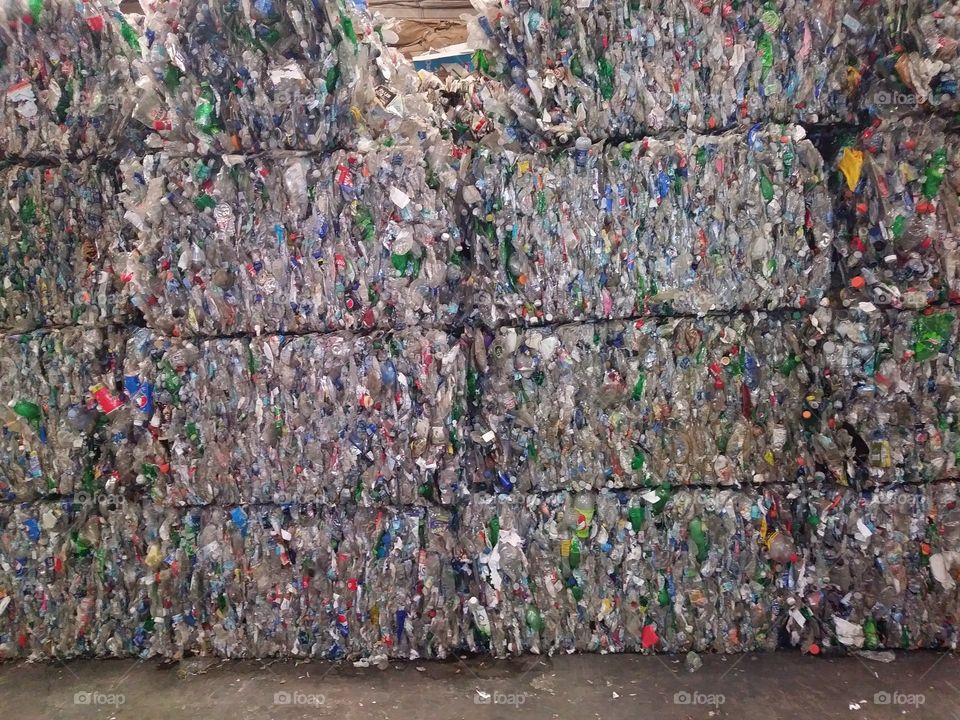 pet plastic bales at recycling center