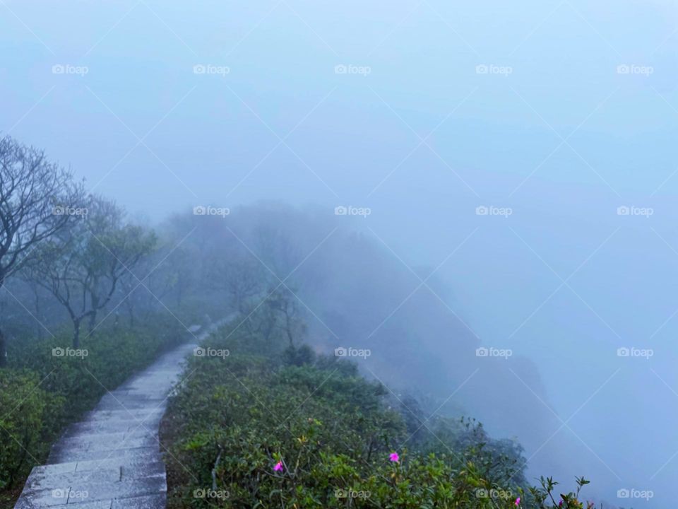 surrounded by clouds