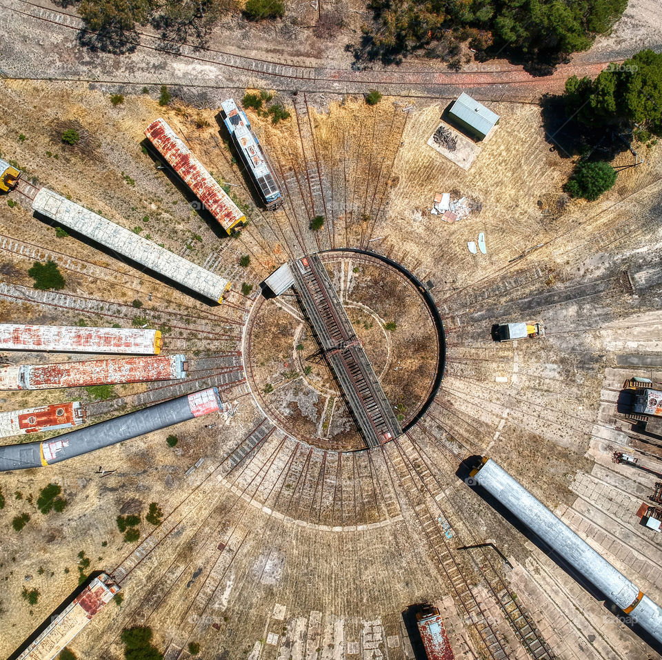 Aerial view of the Tailem Bend Railway Turntable