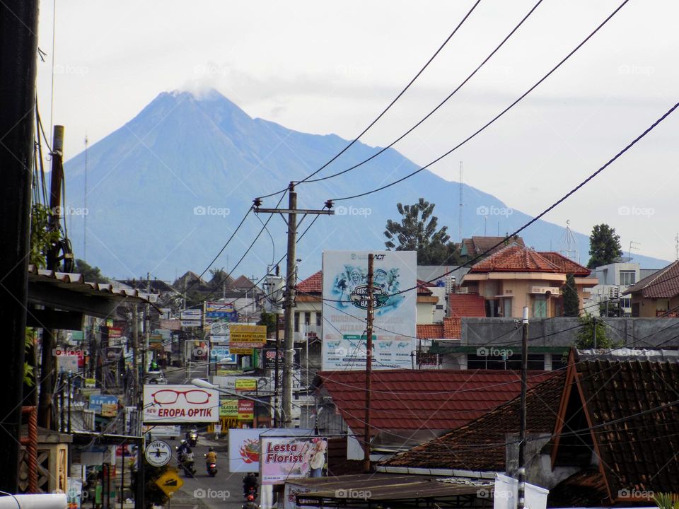 Mount Merapi seen from a distance