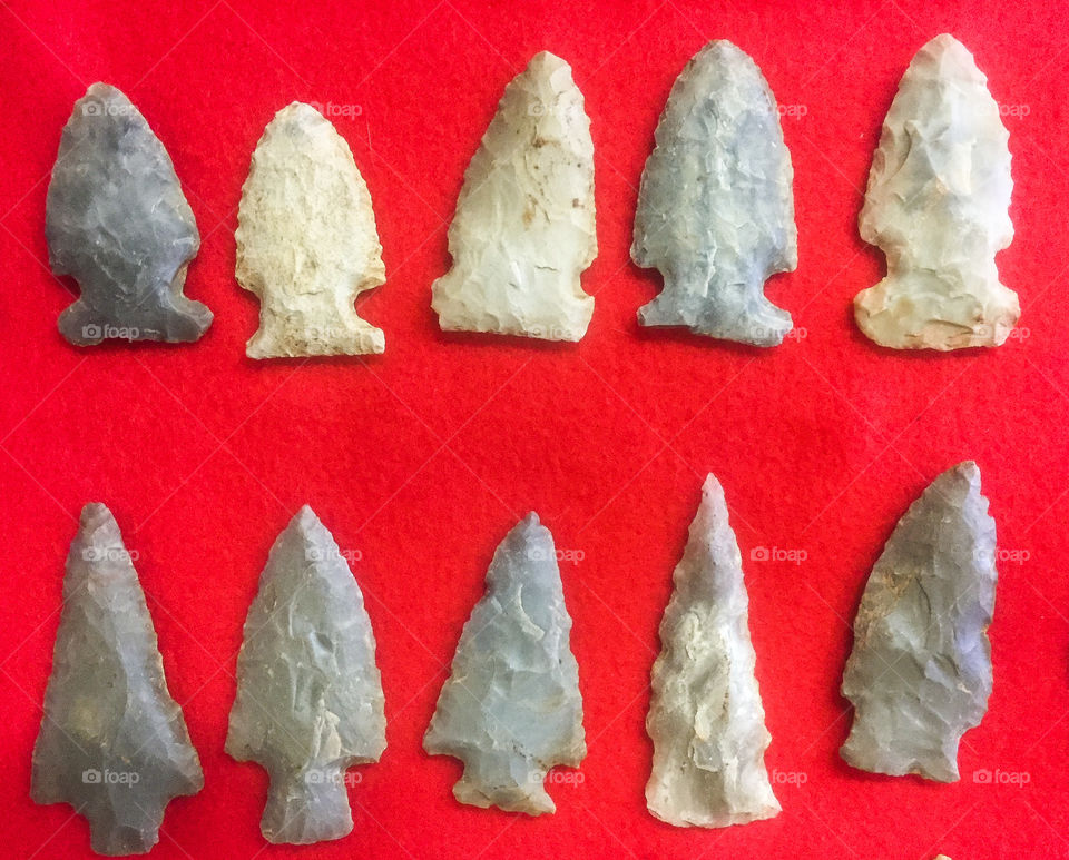 Indian arrowheads display