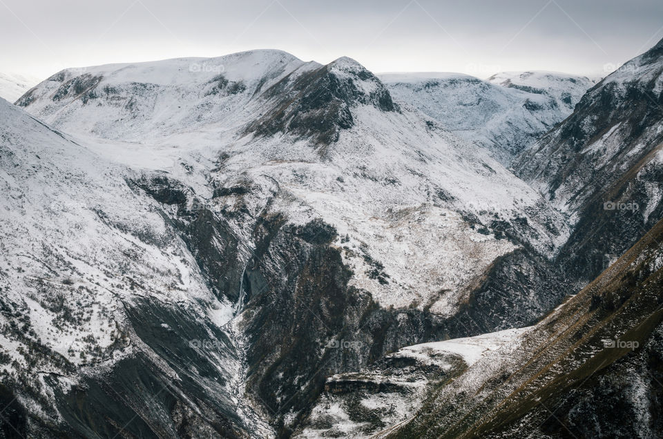 Snowcapped mountain range