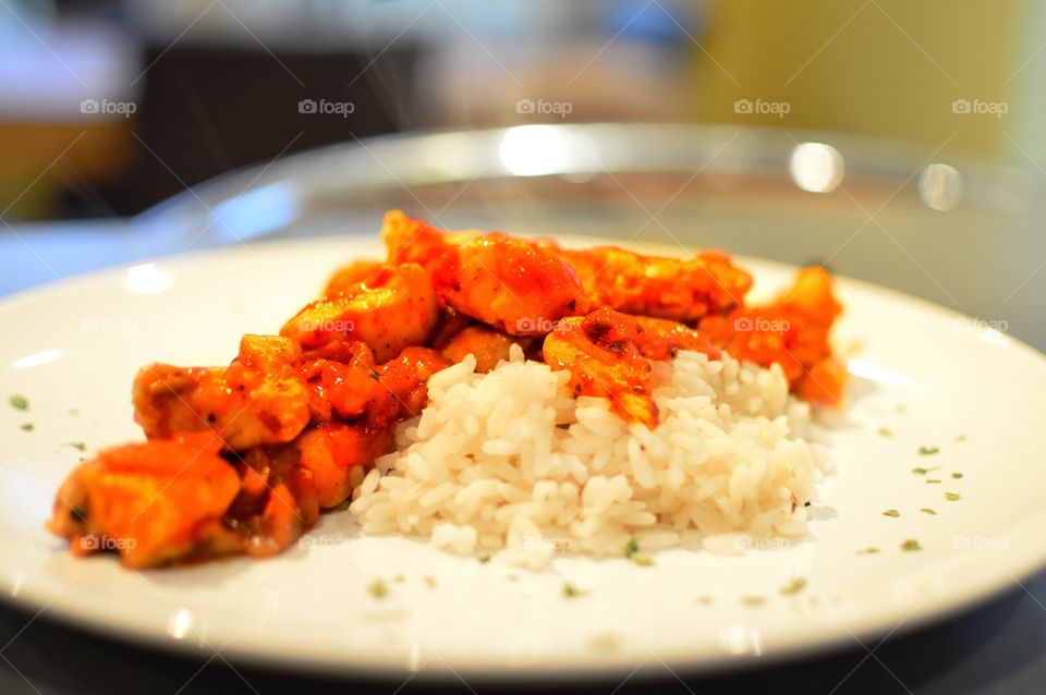 Close-up of chicken curry