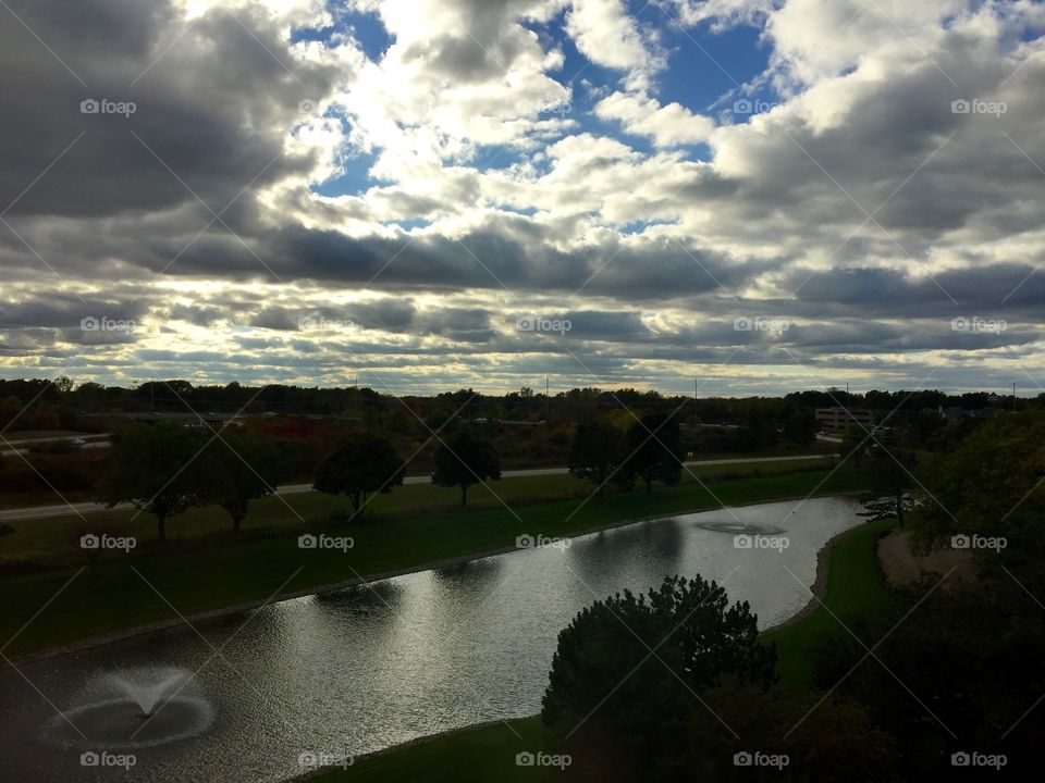 Clouds over pond. Clouds over pond