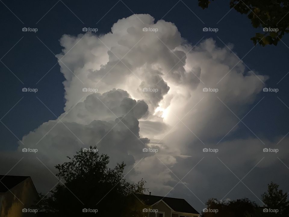 Heat lightning on a warm summer night 