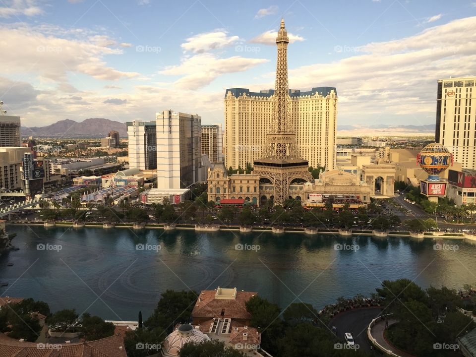 View of the Paris Hotel from the Bellagio Hotel, Las Vegas, Nevada, United States