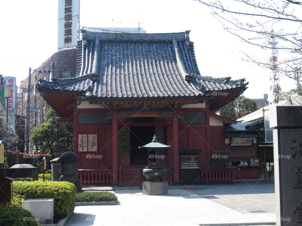 Asakusa Kannon, Tokyo, Japan.  Sensoji Buddhist Temple.  Traditional Building and Lantern.