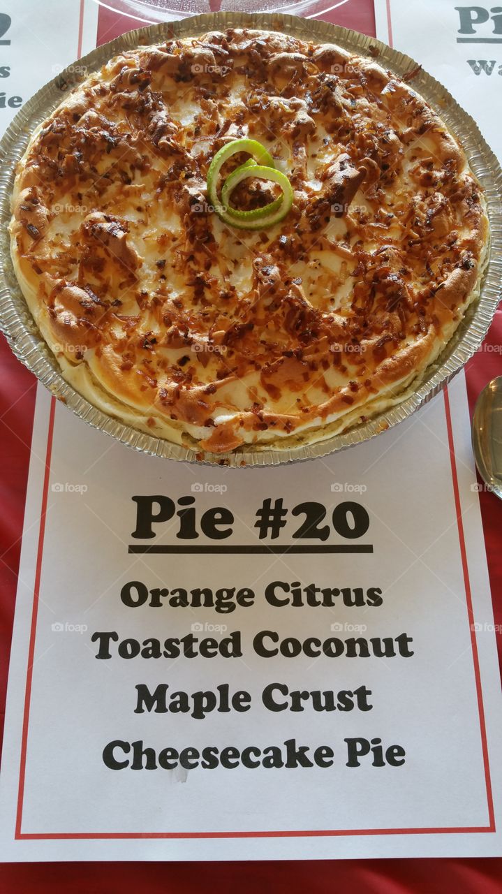 Award Winning Orange Citrus Toasted Coconut Maple Crust Cheesecake Pie