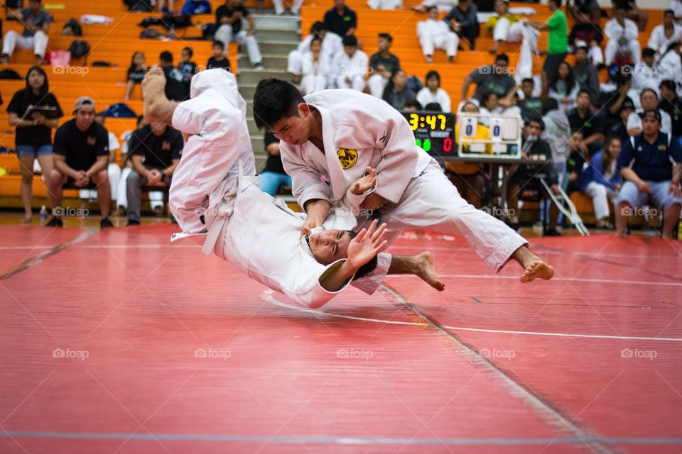 Stop action intense judo match