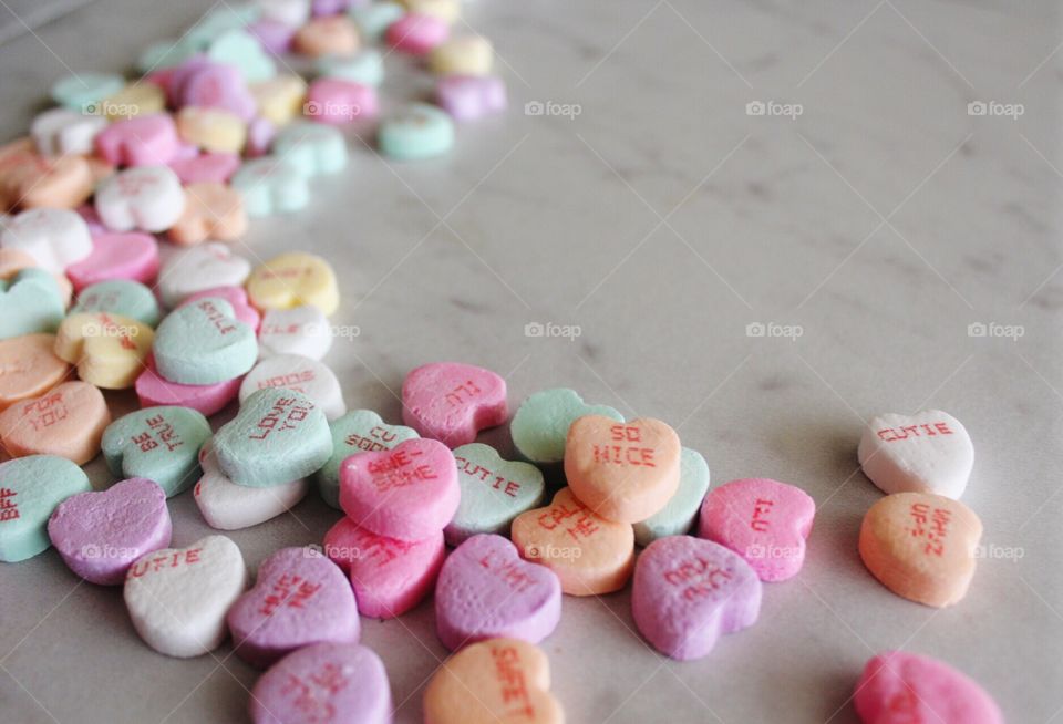 Conversation heart candy for Valentines Day.