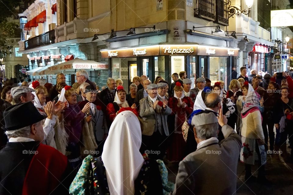 Dancing in the streets of Madrid for Dia de la Almudena 