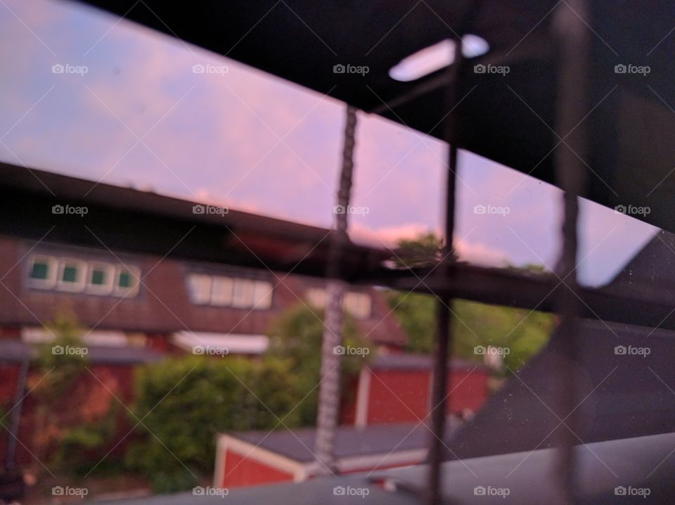 Sunset outside windows