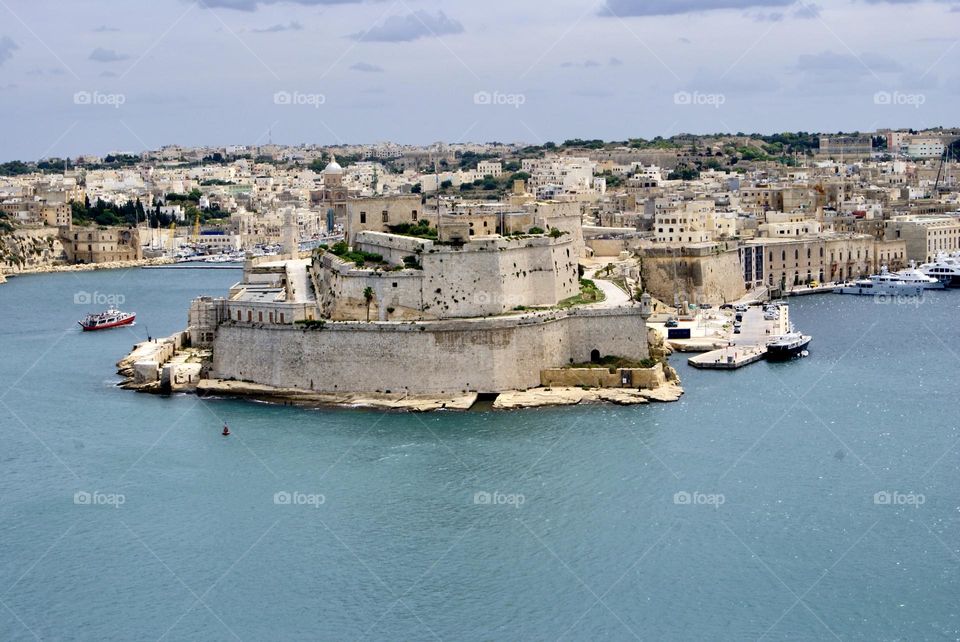 View of Valetta's fortress and port