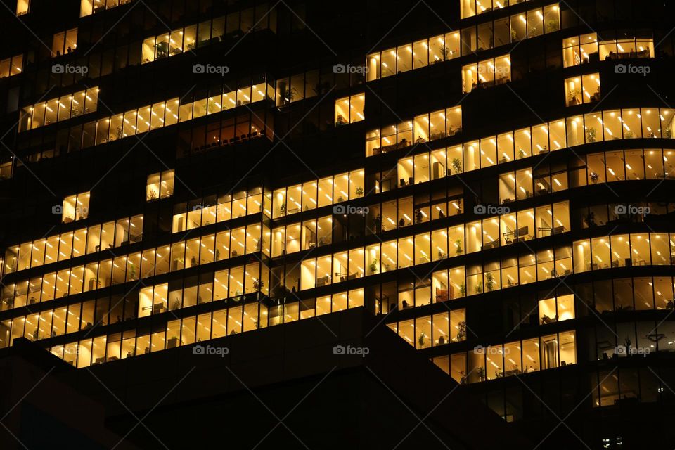 office windows in the night