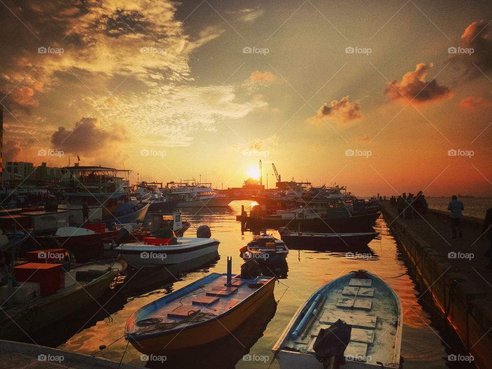 Boat, Beautiful, sunset, fishing, nice view