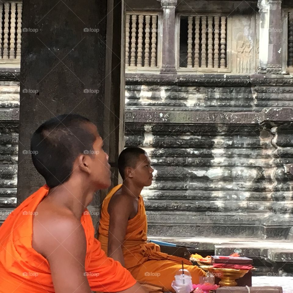 Young monks in temple 