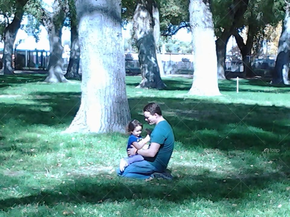 In the park joyful experience with Dad
