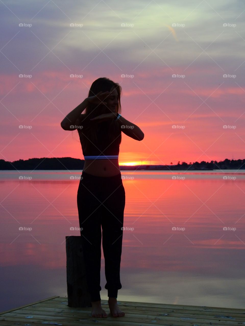 Girl in sunrise