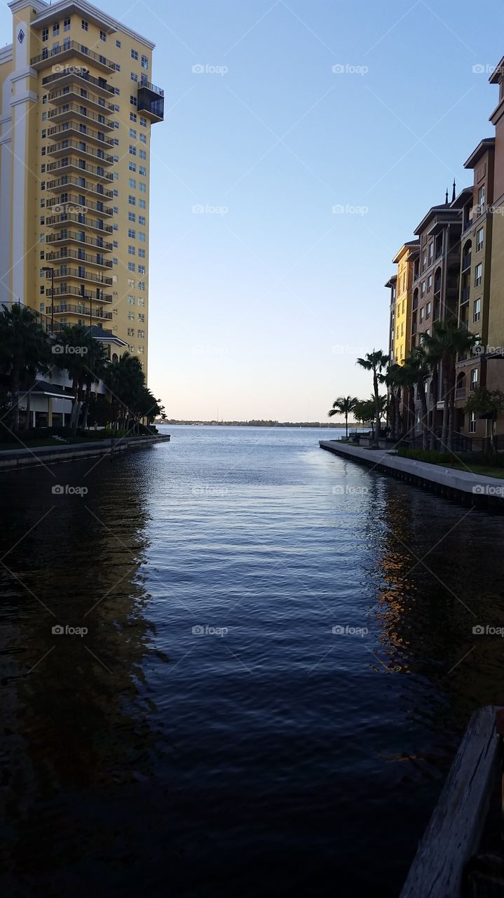 Billy's Creek. Creek into the Caloosahatchee in Ft . Myers FL USA.