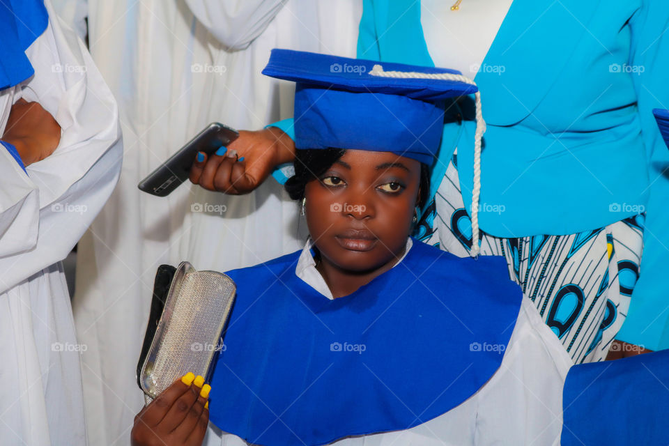 🇭🇹🇭🇹🇭🇹 Haitian_graduation_woman_student_diploma_academy_color_blue_whrite_portrait_dream_
