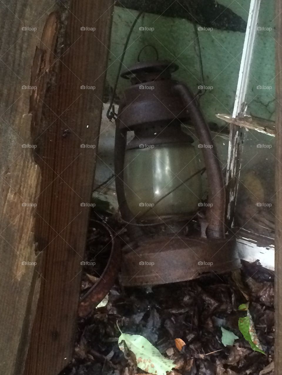 Old rusty lantern 