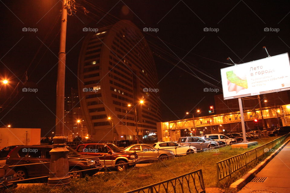 Berth, sunset, river, South port, Moscow, city, night city, Moscow does not sleep