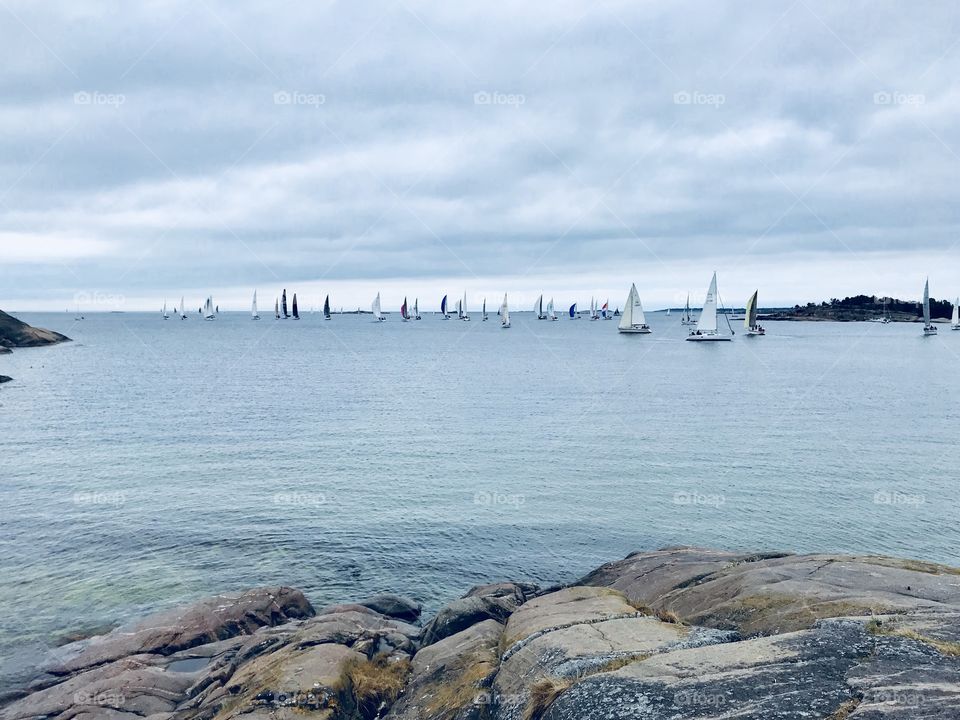 Sailboats out in the sea