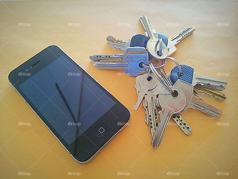 smartphone and keys