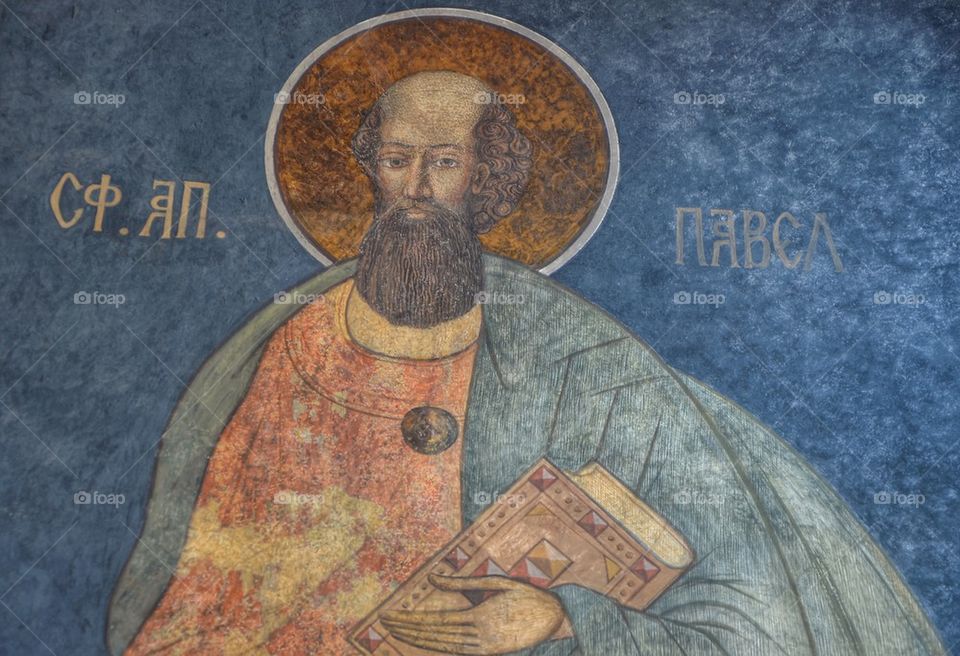 Saint Paul,Sfantul Pavel, fresco, Stravopoleos Monastery,Bucharest