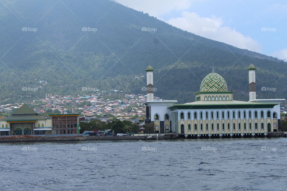 mosque on the water in North Maluku