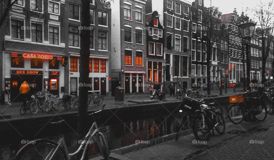 Historic "Red Light Street" in Amsterdam