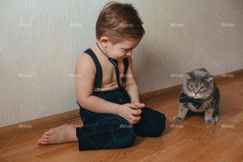 boy with a cat