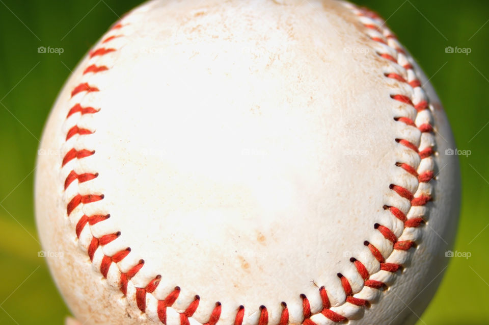 Close up of a baseball. Room to put your text/copy. 
