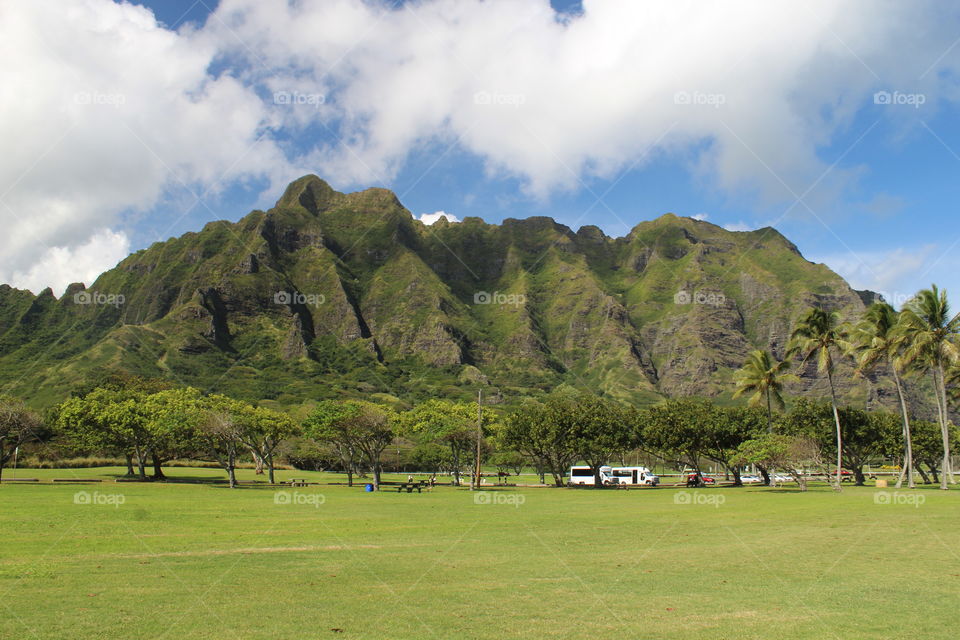 Kualoa mountains in Hawaii 