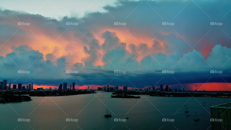 sunset over Miami