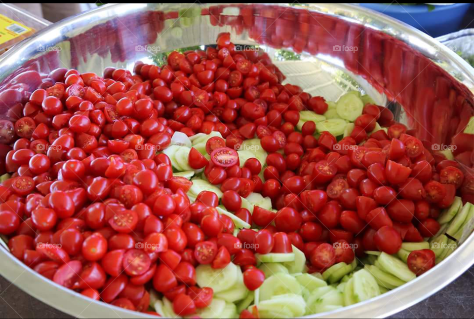 Salad tomatoes and cucumbers