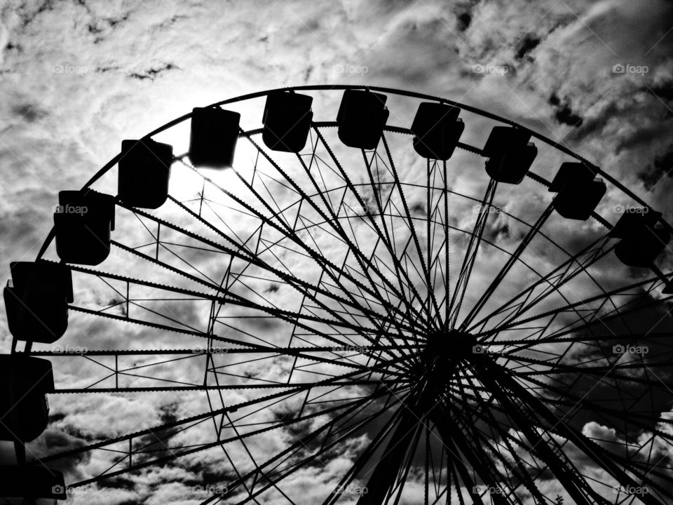 Monochromatic Abandoned Ferris Wheel 