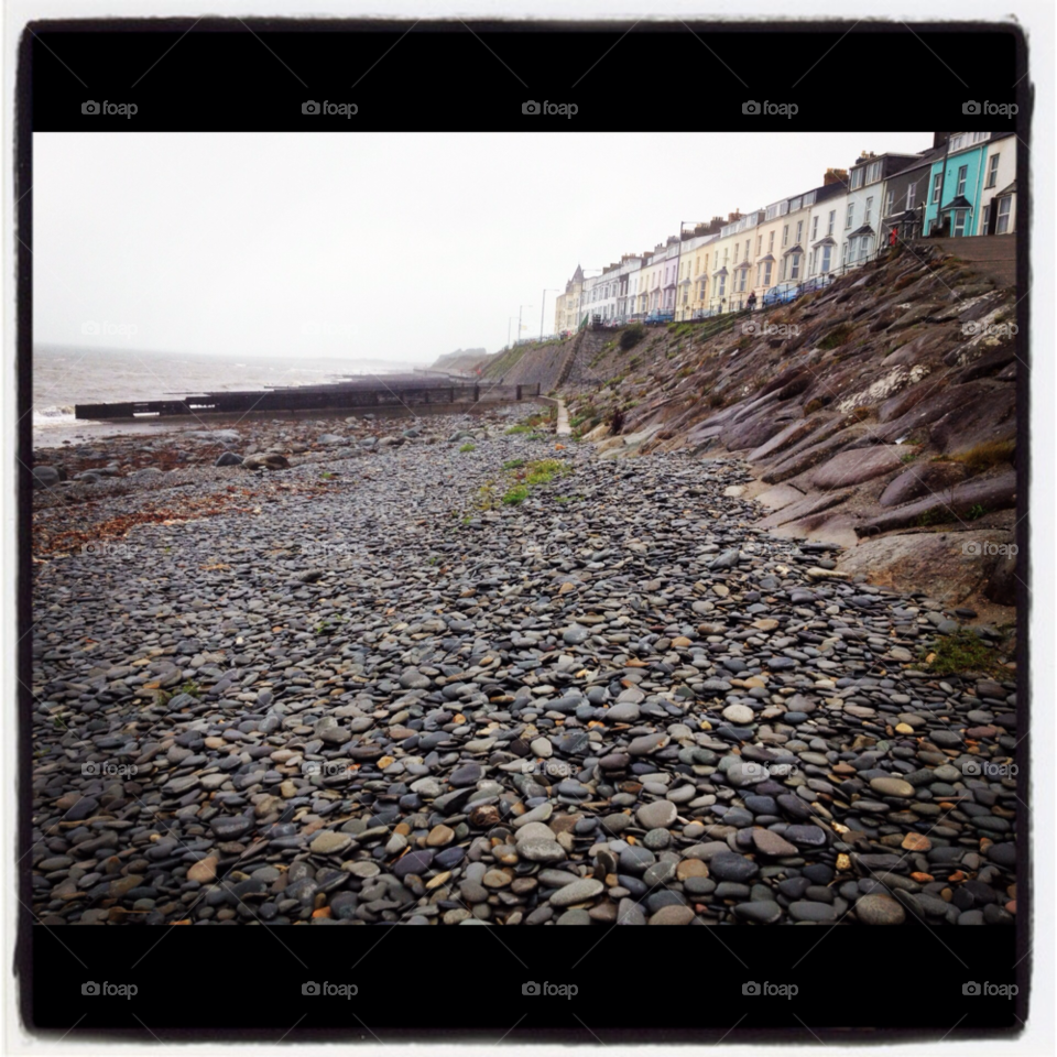 beach sea view pebbles by Tro23