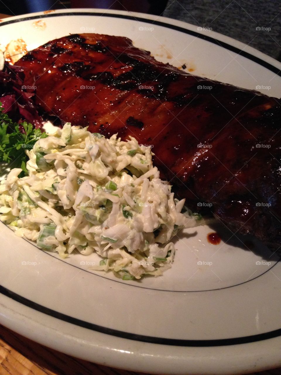 Ribs and Slaw. BBQ ribs and coleslaw 