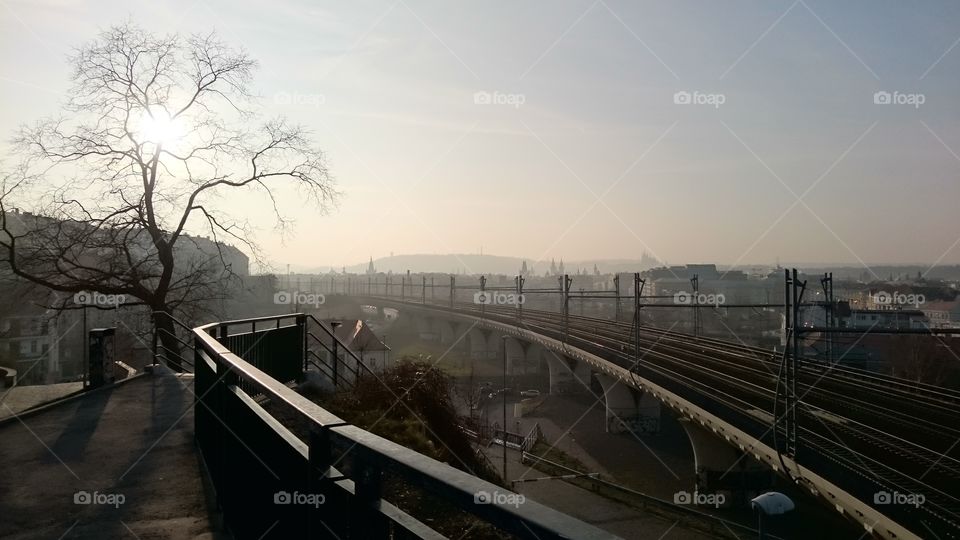 Prague - train line - afternoon - spring