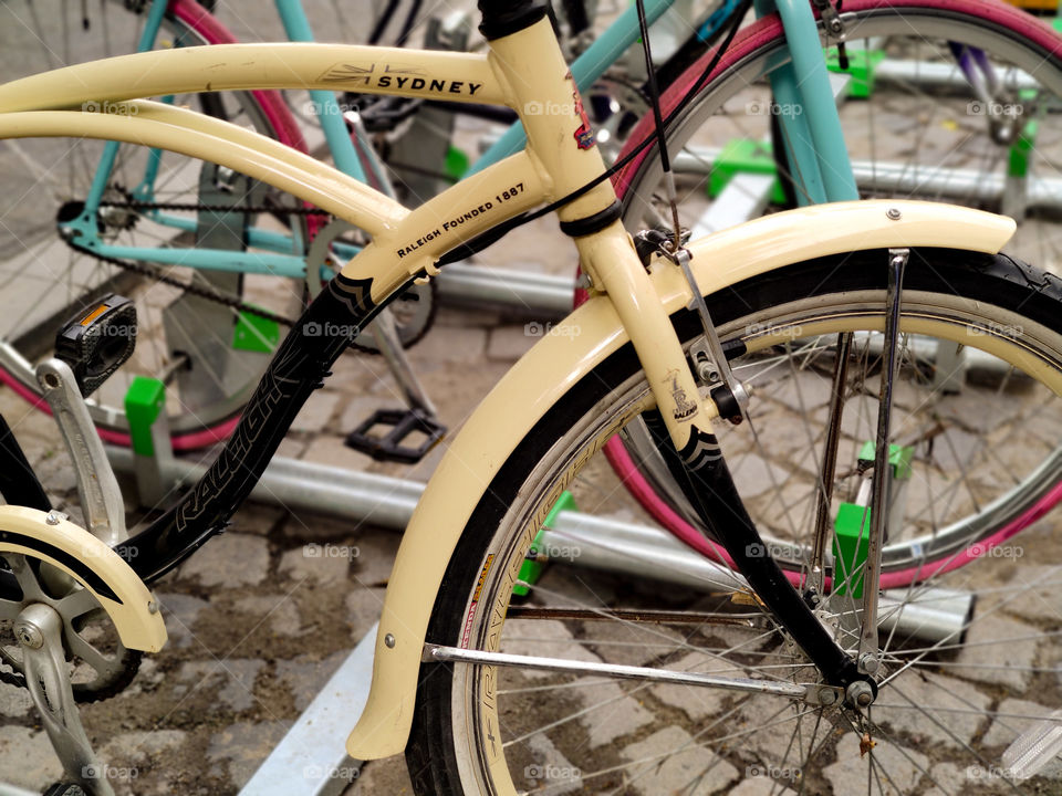 Retro bikes on a line