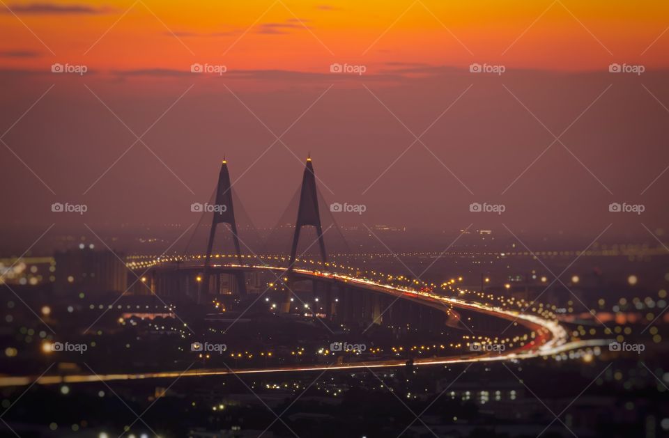 Night shot around Pak Nam Samut Prakan province, Thailand 