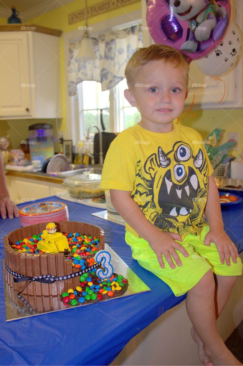 Boy with his birthday cake