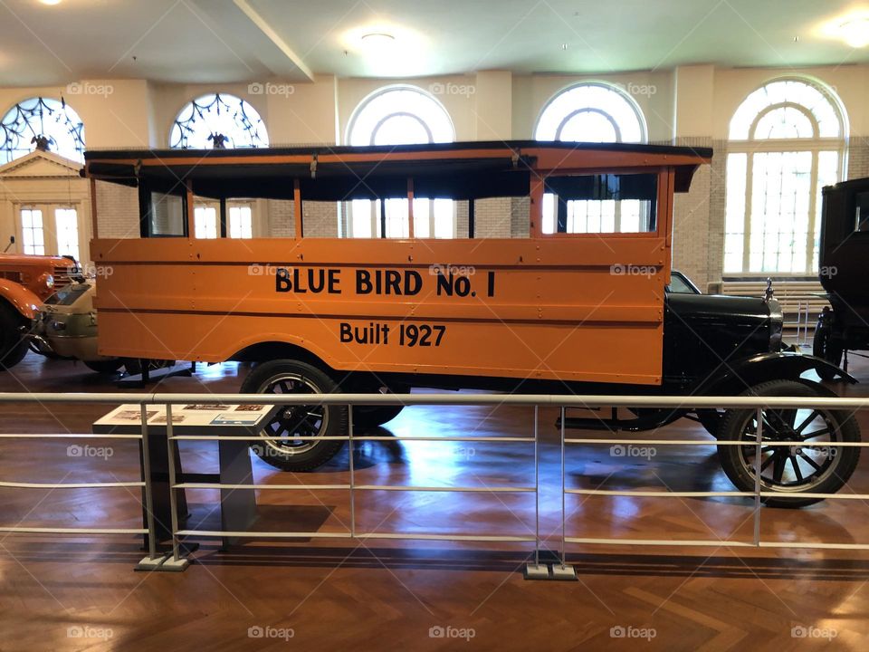the Henry Ford - 1927 Blue Bird School Bus Side View