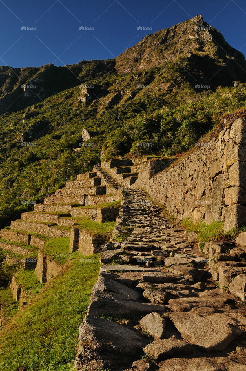 The track to Intipunku, from Machu Picchu, Cusco, Peru.