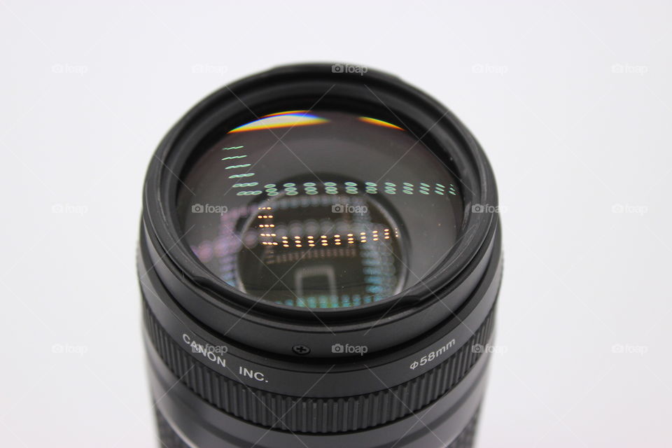 Top view of a canon zoom lens