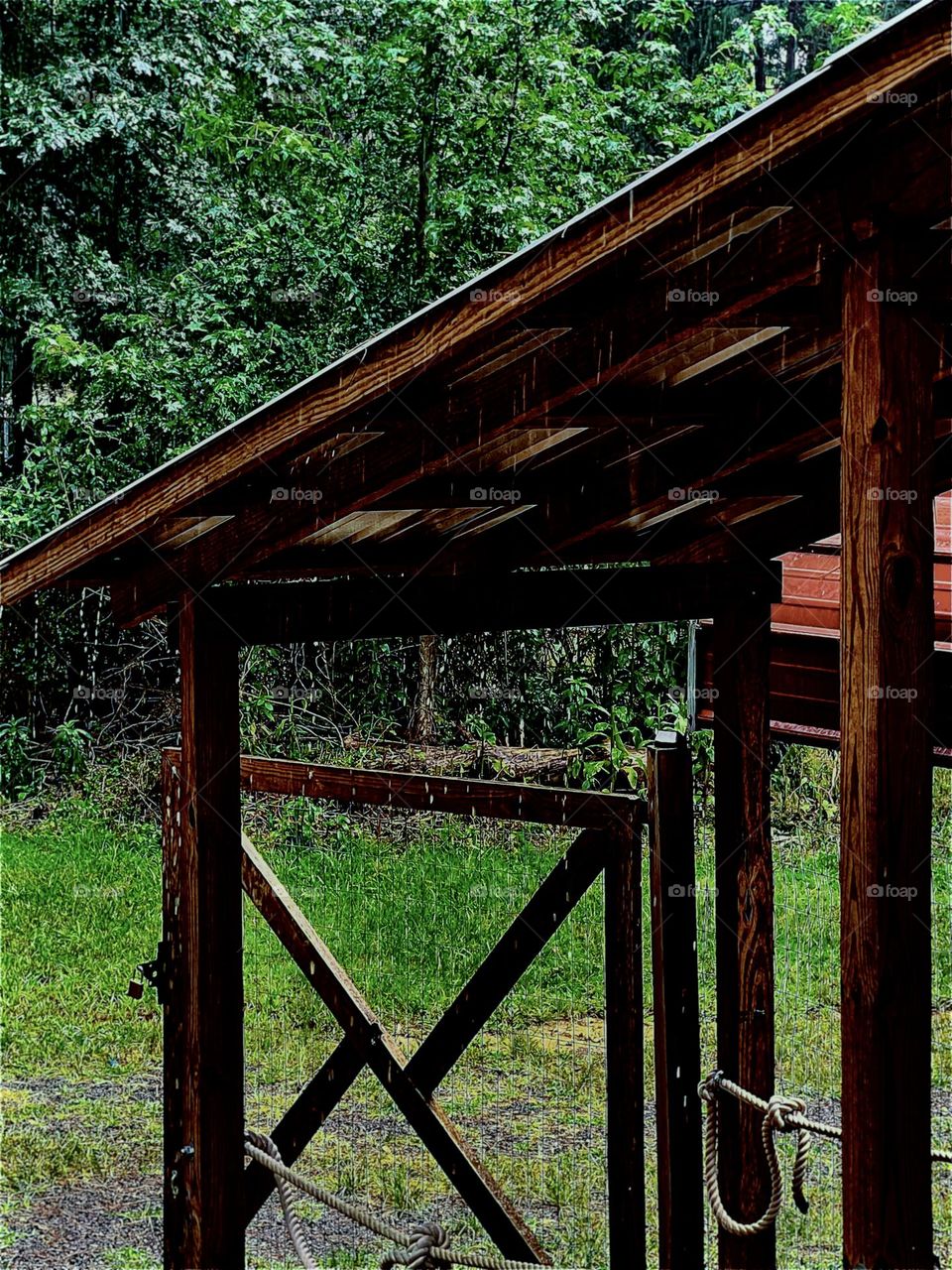 Rainy afternoon as the rain hits the tin roof for a lazy, summer, southern afternoon.